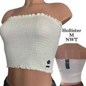 Hollister Cream Smocked Crop Top
